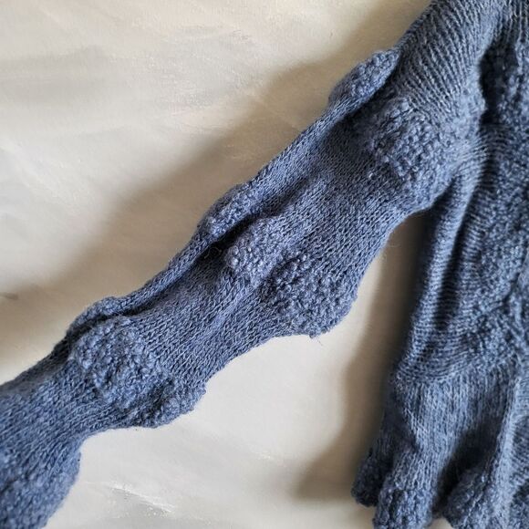 AMANO CHUNKY KNIT Dusty BLUE WOOL CARDIGAN BUTTON SIZE S/M - Picture 9 of 13